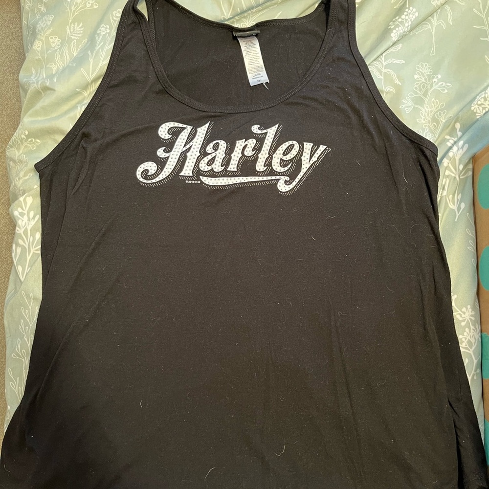OBX Harley-Davidson Black Women's Tank with White Script Logo